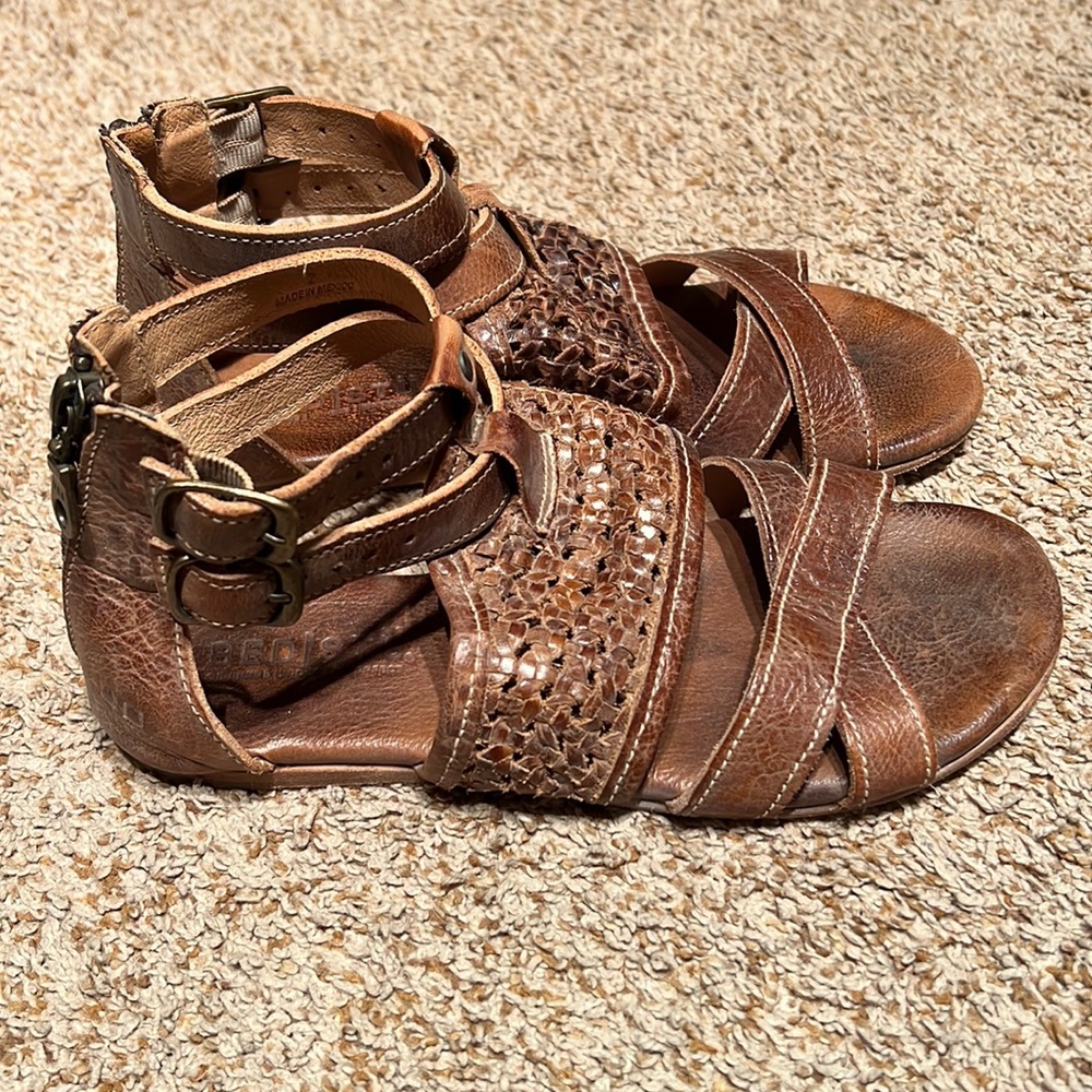 BED STU Capriana Strappy Leather Sandals Tan Mason - Picture 2 of 6